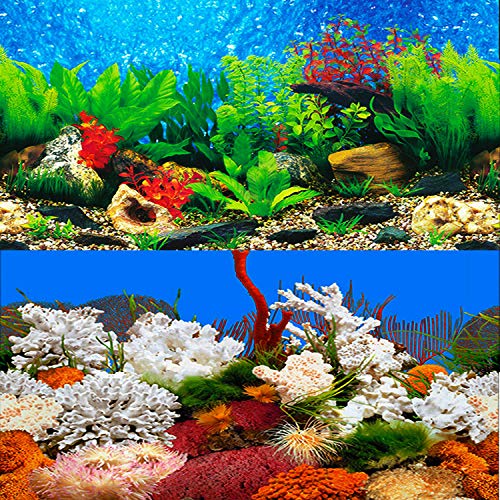 ELEBOX New 15.7' x 40' Fish Tank Background 2 Sided River Bed & Lake Background Aquarium
