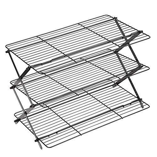 Wilton 3-Tier Folding Cooling Grid - Cool Dozens of Cookies or Treats on an Expandable Cooling Rack, Collapse for Easy Storage, 10 x 16-Inch