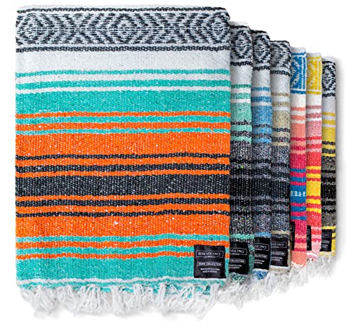 Benevolence LA Handwoven Mexican Blanket, Perfect as Serape, Outdoor, Picnic, Camping Blanket, 45x70 inches - Mandarin