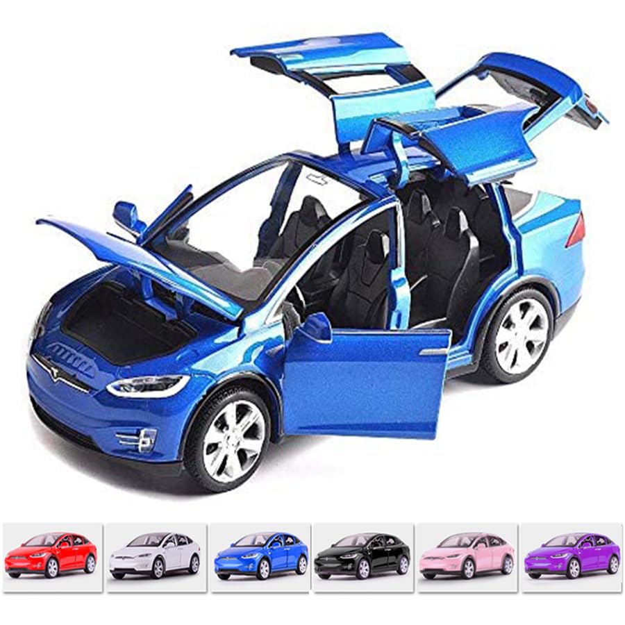 1:32 Scale Car Model X90 Tesla Alloy 1/32 Diecast Model Car w/Sound & Light Pull Back Model Mini Vehicles Toys for Kids Gift Tesla Lovers Collection