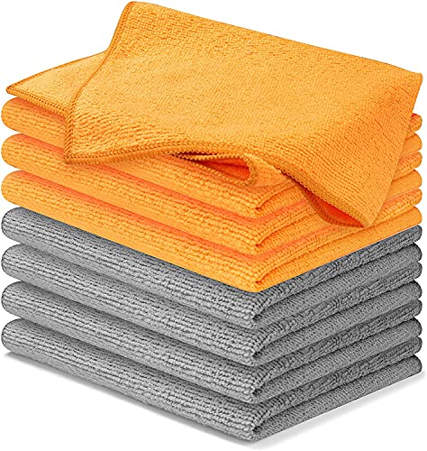 USANOOKS Microfiber Cleaning Cloth - (12x11 inches) High Performance - Ultra Absorbent Weave Traps Grime & Liquid for Streak-Free Mirror Shine - Lint Free Towel - 12x11 Inch (Pack of 8)