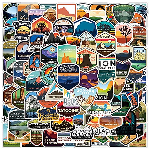 100Pcs National Park Stickers|Outdoor Advanture Waterproof Vinyl Stickers for Bike Water Bottles Laptop Bicycle Refrigerator Cup Luggage Computer Mobile Phone Skateboard Decals