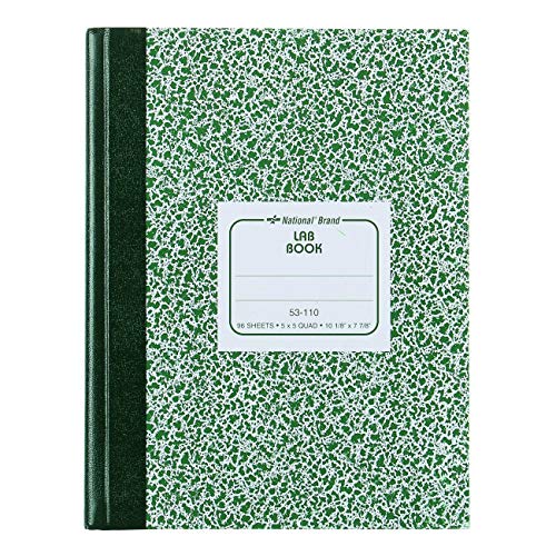 National Lab Notebook, Quadrille Rule (5 sq/in), Green Marble Cover, (96) 10.13 x 7.88 Sheets