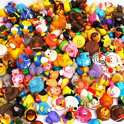 XY-WQ 100 Pack Rubber Duck for Jeeps Ducking - 2' Bulk Floater Duck for Kids - Baby Bath Toy Assortment - Party Favors, Birthdays, Bath Time, and More (50 Varieties)