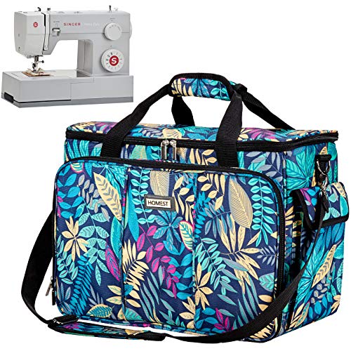 HOMEST Sewing Machine Carrying Case with Multiple Storage Pockets, Universal Tote Bag with Shoulder Strap Compatible with Most Standard Singer, Brother, Janome, Floral (Patent Design)