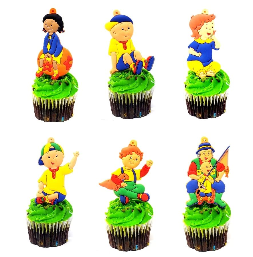 Cupcake Birthday Cake Topper Set Featuring Caillou Family and Friends