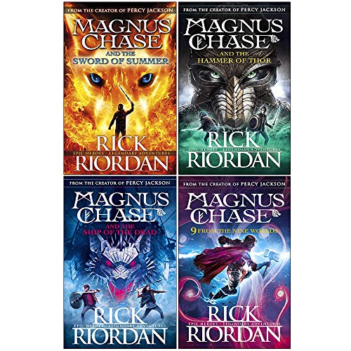 Rick riordan magnus chase series 4 books collection set (the sword of summer, hammer of thor, ship of the dead, 9 from the nine worlds [hardcover])