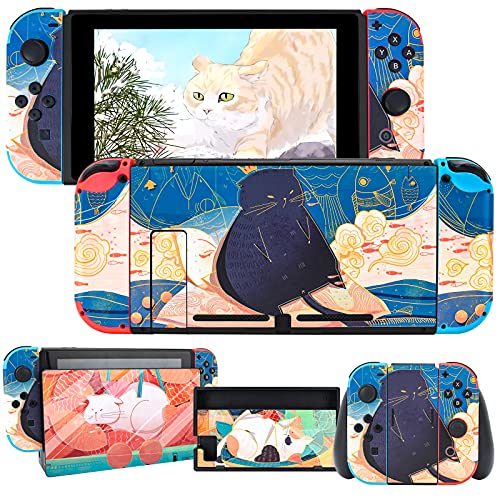 DLseego Switch Skin Sticker Pretty Pattern Full Wrap Skin Protective Film Sticker Design for Switch- Cute Cat