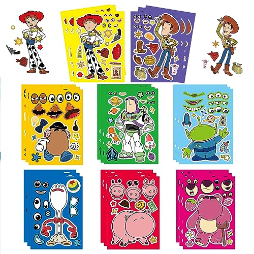 Toy Inspired Story Make a face Stickers for Kids,Make You Own Stickers DIY Cartoon Stickers for Party Decoration Party Supplies Birthday Gift Laptop Luggage Notebook Stickers(24 PCS)