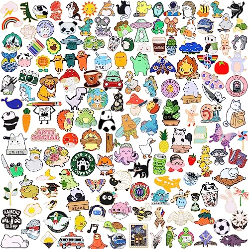Japior 20/30/60/100 Mixed Enamel Pins Bulk for Backpacks,Cute Funny Cartoon Plant Pins,Backpack Button Lapel Brooch for Decorative Cloths Bags Hats