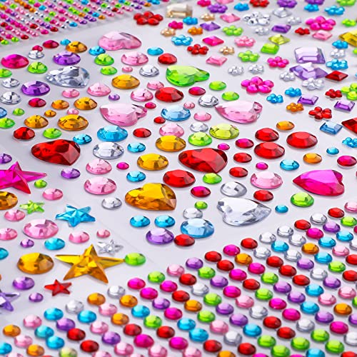 Gem Stickers, 1510pcs Rhinestone Stickers, Self Adhesive Jewel Stickers, Bling Gems for Crafts, Stick on Gems for Makeup, DIY, Eye, Nail, Assorted Sizes