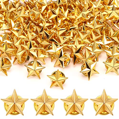 Fumete 100 Pcs 4th of July Star Pins Bulk Star Badge Lapel Pins Stars Brooches for Independence Day Party Costume Decoration（Gold）