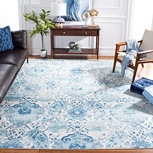 SAFAVIEH Madison Collection Area Rug - 8' x 10', Cream & Turquoise, Boho Chic Glam Paisley Design, Non-Shedding & Easy Care, Ideal for High Traffic Areas in Living Room, Bedroom (MAD600E)