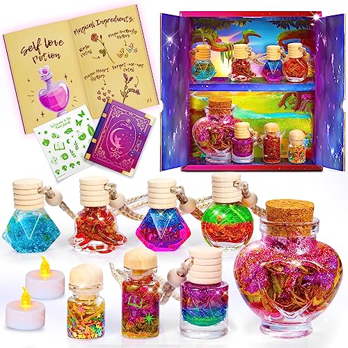 FUNZBO Fairy Polyjuice Potions Crafts for Girls Ages 6-8, Christmas Easter Gifts for 6 7 8 9 10 Year Old Girls & Girl Birthday Gifts, Fairy Garden Kit Gifts for Girls 6-8 8-10 8-12 Or Above (Red)