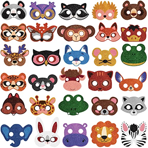 48 Pcs Animal Masks Safari Animal Face Mask for Kids Woodland Party Paper Masks for Kids Jungle Safari Theme Birthday Party Cosplay Dress up Party Favors Supplies, 24 Different Designs
