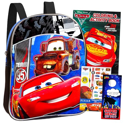 Disney Cars Backpack for Toddlers ~ Deluxe 11' Mini Cars Preschool Backpack