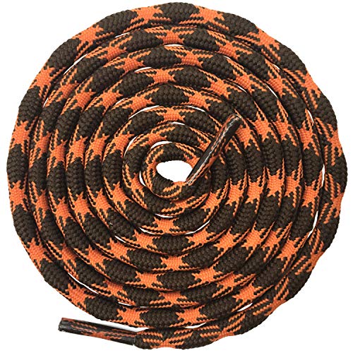 DELELE 2 Pair Round Wave Non Slip Outdoor Mountaineering Climbing Shoe Laces String Rope Orange&Brown Hiking Shoelaces Men Women Shoestrings-55 inch
