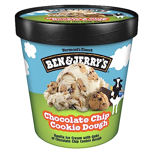 Ben & Jerry's Chocolate Chip Cookie Dough Vanilla Ice Cream Pint Non-GMO 16 oz