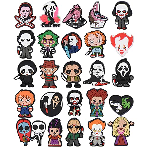 XQNB PVC Shoe Charms Horror Movie Halloween Shoe Decorations Accessories Fit Bracelets Wristband Kids Girl Boys Adults Party Favor Gifts