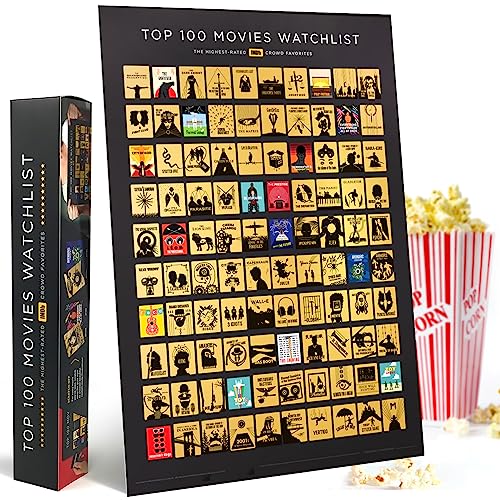 Official IMDb Top 100 Movies Scratch Off Poster | Premium Bucket List - Made in USA | 16.5x23.4 Inches | Unique Gift for Men and Women Film Lovers | Movie Night Supplies and Room Decor