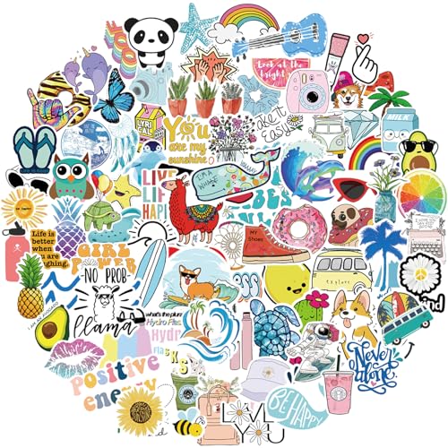 Bekayshad Stickers for Water Bottles, 100 PCS Stickers for Kids Teens Girls Students Classroom Teacher Prizes for Kids Cute Vinyl Waterproof Laptop Stickers for School
