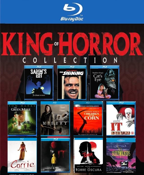 Ultimate King of Horror Stephen King Limited Collection: Salem's Lot/ The Shining/ Cat's Eye/ The Green Mile/ Misery/ Children of the Corn/ It: Original 1990/ It: New Version 2017/ Carrie/ The Dark Tower & Sleepwalkers [Blu-ray] Region A