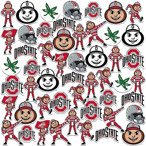 The Ohio State University 50CT Vinyl Large Deluxe Stickers Variety Pack - Laptop, Water Bottle, Scrapbooking, Tablet, Skateboard, Indoor/Outdoor - Set of 50