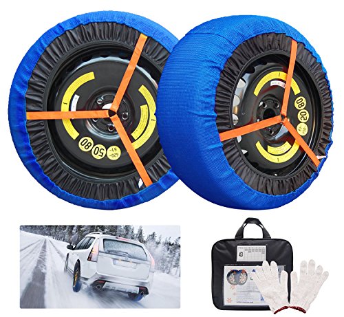 JSHANMEI Snow Socks for Tires Car Tire Snow Chains Alternative Anti-skid Snow Traction Tire Cover (Pack of 2)