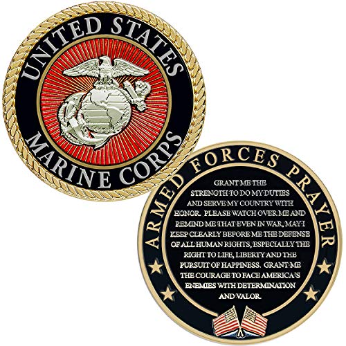 USMC Armed Forces Prayer Coin - Marine Corps Valor Challenge Coin| USMC Gifts - Certified Service Disabled USMC Veteran Owned Small Business