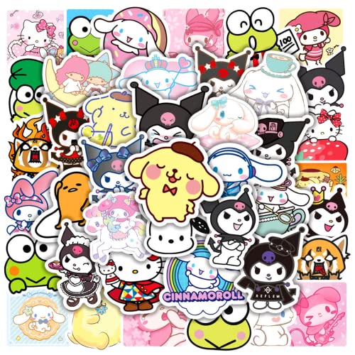 50 PCS Japanese Cartoon Stickers, Kawaii Anime Stickers Vinyl Waterproof Stickers for Laptop Water Bottle Skateboard Cars Bumper Sticker Decals for Kids Teens Girls Adults