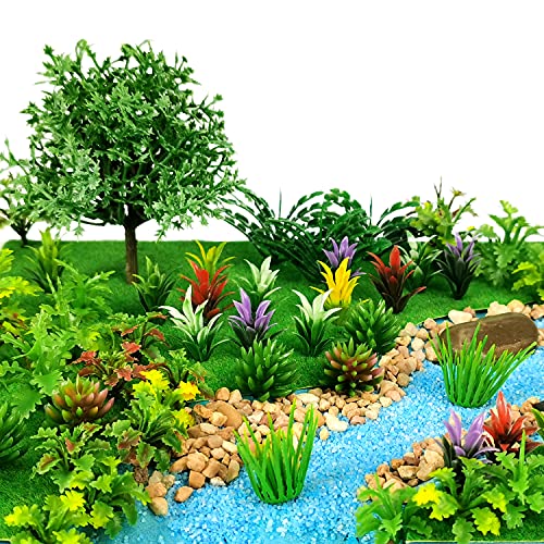 91pcs Model Trees Mixed Miniature Trees Model Train Scenery Fairy Garden Trees Diorama Trees Artificial Wargame Trees Model Railroad Scenery Diorama Supplies for DIY Scenery Landscape