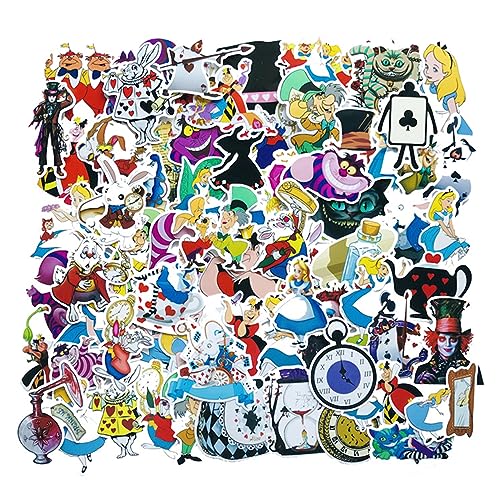 70Pcs Hot Disney Alice in Wonderland Stickers Pack for Water Bottles Cup Laptop Guitar Car Motorcycle Bike Skateboard Luggage Box Vinyl Waterproof Graffiti Patches WJ