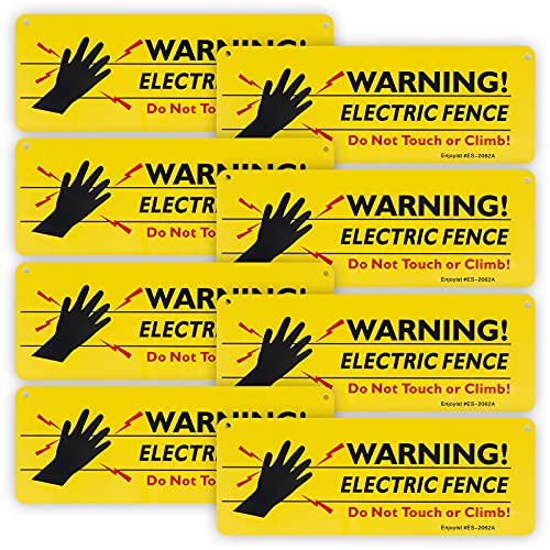 8-Pack Warning Electric Fence Safe Sign, 10'x 3.5' Plastic Sign