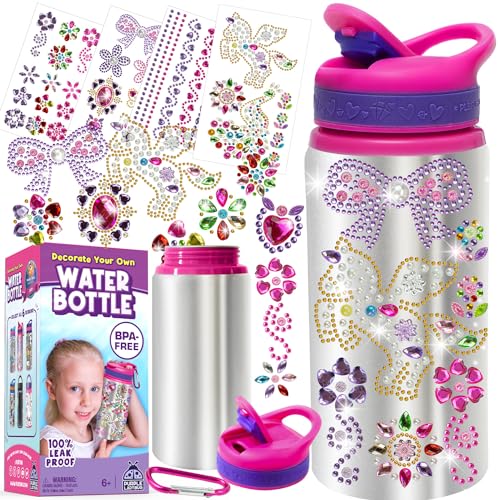PURPLE LADYBUG Decorate Your Own Water Bottle for Girls - 5 6 7 8 Year Old Girl Gifts, Birthday Gifts for Girls, Arts and Crafts for Kids Ages 6-8 Girls, Craft Sets for Girls Ages 5-8