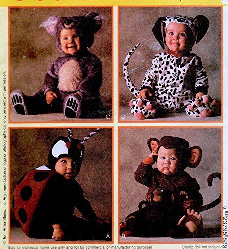 McCall's 8897 Infant/Baby Monkey, Lady Bug, Bear and Dalmatian Costume Sewing Pattern Size 1, Breast 20'
