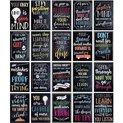 Juvale 20 Pack Motivational Posters with Positive Quotes for Middle and High School Classrooms, Bulletin Boards, and Gifts, Inspirational Growth Mindset Posters (13 x 19 In)