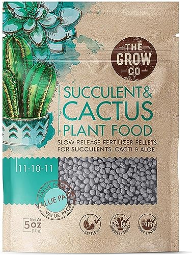 The Grow Co Succulents & Cactus Plant Food - Gentle Long Lasting Formula, Slow Release Fertilizer (Liquid Alternative) for All Potted Succulent, Cacti & Aloe Vera Plants (5 oz)