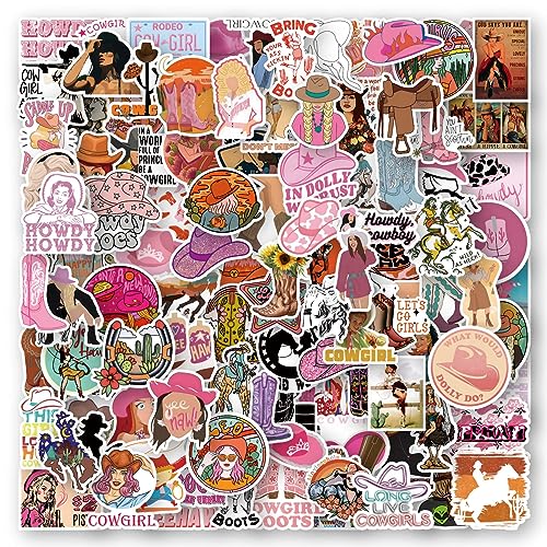 WQOWEHI 110 PCS Cowgirl Stickers Vinyl Western Stickers for Water Bottles, Cowgirl Hats, Laptops, Scrapbooking, Skateboards, Snowboards, Cowgirl Decal Gifts for Adults, Teens, Kids, Boys and Girls