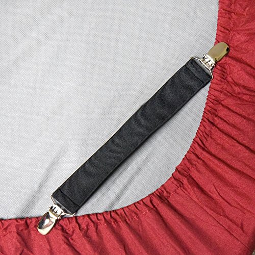 Hold’Em Bed Sheet Fastener Suspenders - Heavy Duty USA Made, Adjustable,Straight or Crisscross Keep Sheet SNUG Without Slipping Sheet Strap Holder Clips-4 pc. Straight Black