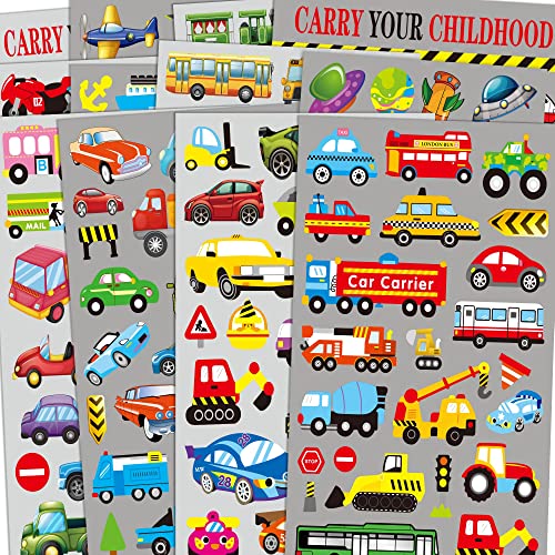 HORIECHALY Transportation Stickers for Kids, Teaching Aids for School and Home, Rewards and Gifts, Colorful and Safe, 280 PCS of Cute Decals with Cars, Airplane and Rockets More Vehicles!