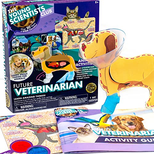 The Young Scientists Club Future Veterinarian Career Kit, 10+ Activities, Includes Interactive Learning Guide, Foam Dog, & Secret Message Viewers, Animal Science Kits for Kids, Gifts, STEM Learning