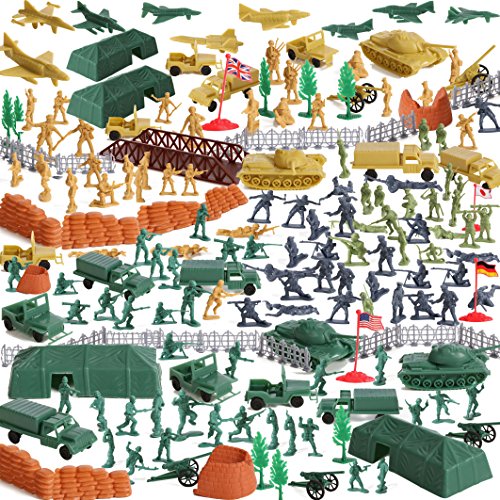 IQ Toys Huge 300 Piece Military Base Set, 200 Soldiers & 100 Army Accessories in a Storage Container