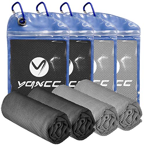YQXCC 4 Pack Cooling Towel (40'x12') Cool Cold Towel for Neck, Microfiber Ice Towel, Soft Breathable Chilly Towel for Yoga, Golf, Gym, Camping