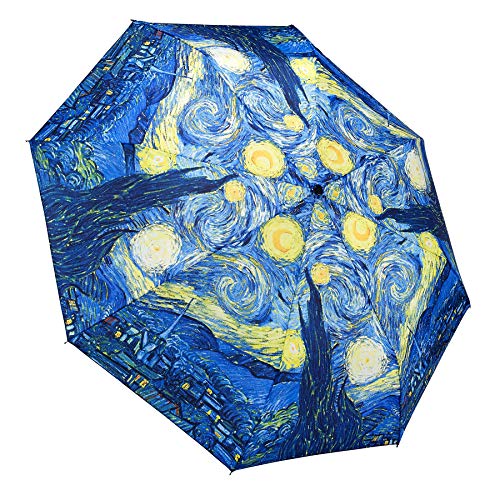 Galleria Van Gogh Starry Night Auto-Open/Close Large Portable Rain Fold Umbrella