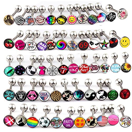 Surgical Steel Tongue Ring Logo Barbell Bars 14 Gauge Body Piercing Jewelry Lot 100pcs…