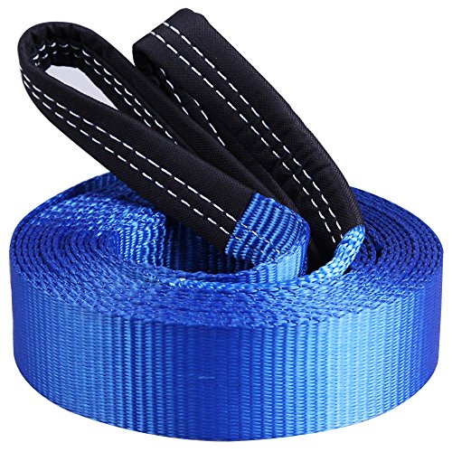Cartman 2' x 20' Tow Belt Heavy Duty 10,000Lbs Tow Strap Off Road Towing Rope with Reinforced Loops for Recovery Vehicles