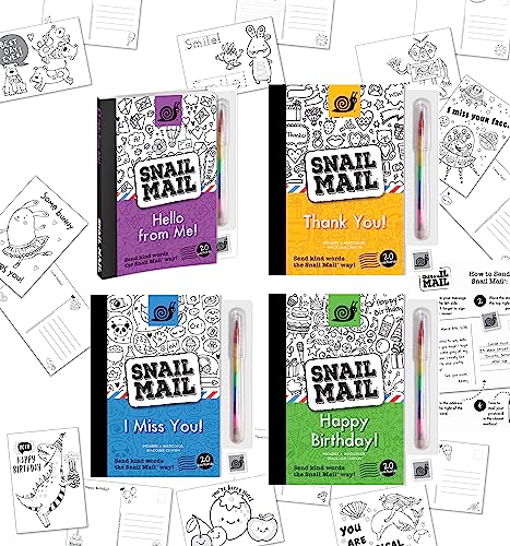 Coloring Postcards for Kids or Teachers, 80 Snail Mail Blank Postcards, Variety Pack of 4.5” x 6.5” Tear-Out Cards That Say - Thank You, Hello From Me, Happy Birthday, and I Miss You