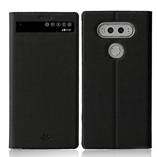 Feitenn Case Compatible with LG V20,Premium Flip Leather PU Wallet View Window Smart Case Stand Kicstand Card Holder Magnetic Closure TPU Bumper Slim Case Designed for LG V20 Black