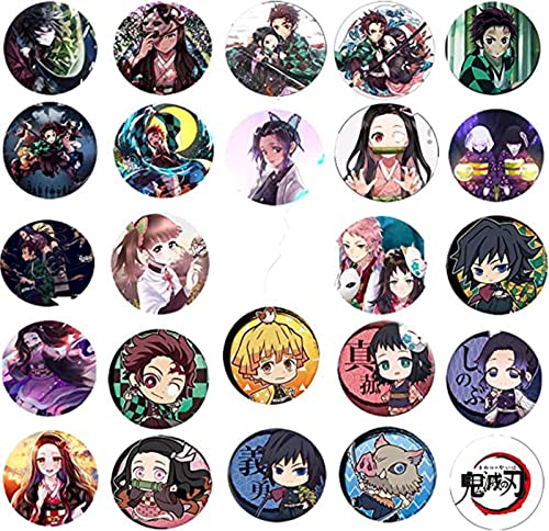 Anime Demon Button Pins Party Favors - 24 Pack DS Button Pins Cosplay Characters For Slayer Birthday Party Supplies(2.36' in Diameter)