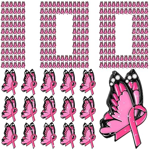 Tigeen 100 Pcs Pink Ribbon Lapel Pin Breast Cancer Awareness Lapel Pins Brooch Hope Pins Brooch Breast Cancer Awareness Accessories Pink Hope Ribbon for Women Girls Charity Public